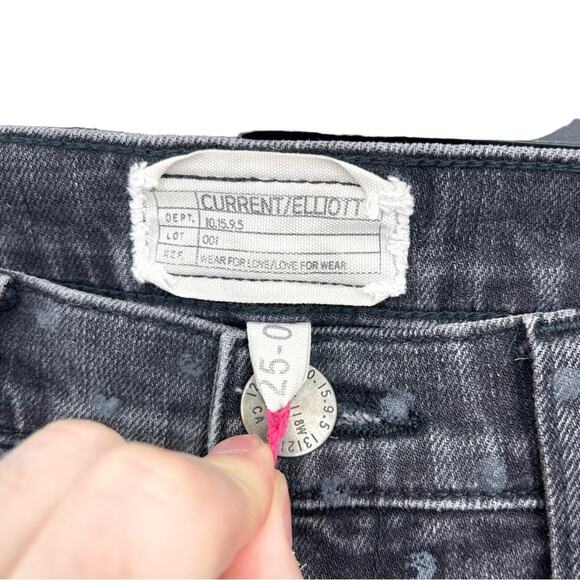 CURRENT/ELLIOT Jeans Women Size 25/0 Skinny Black Poka Dot Mid Rise Comfort - Picture 2 of 4